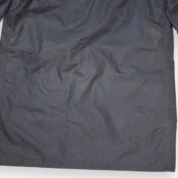 VTG Barbour Border Wax Jacket With Hood 1994 A205 Navy Blue Made In England C38 - Picture 10 of 16